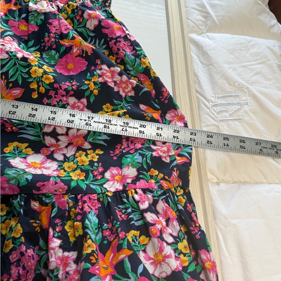 J Crew Floral Smocked Tiered Sleeveless A-Line Midi Dress Boho Navy Pink Size S - Picture 14 of 15